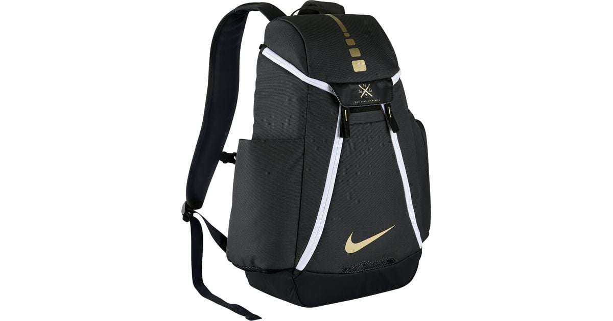 nike hoops elite max air 2.0 backpack black and gold